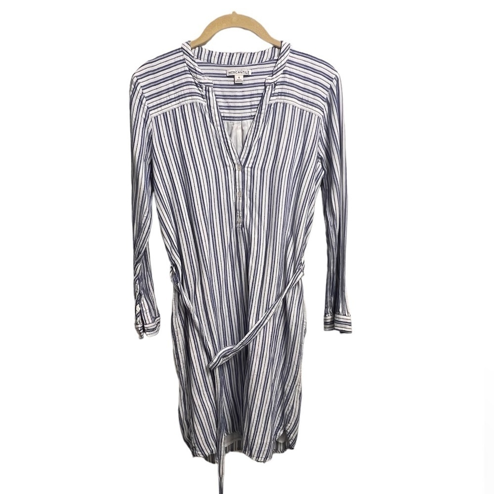 J Crew Mercantile blue and white Shirt striped dress size small